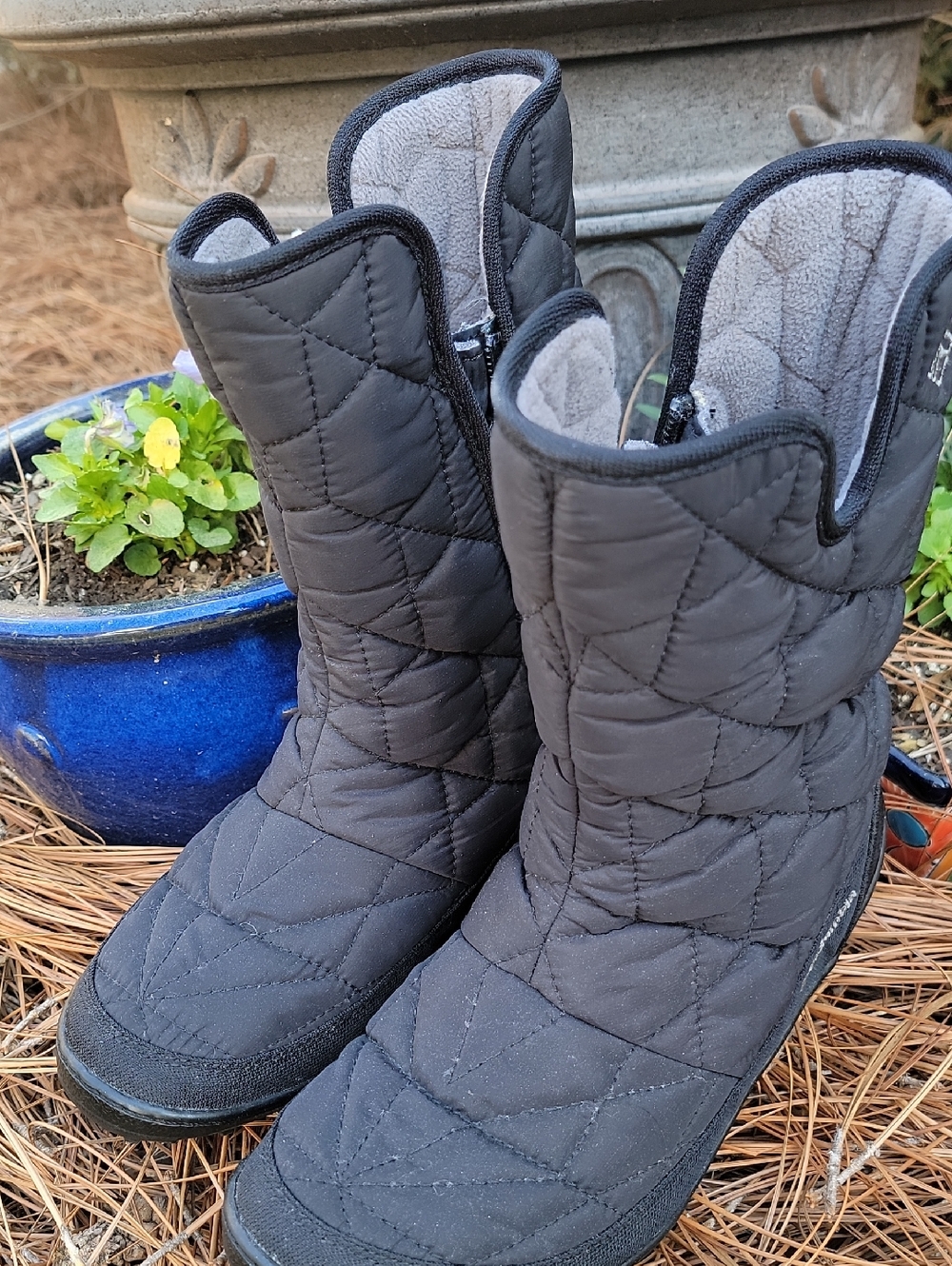 💗 COLUMBIA Quilted Powder Summit Slip Winter Boots Waterproof Boots Black  8